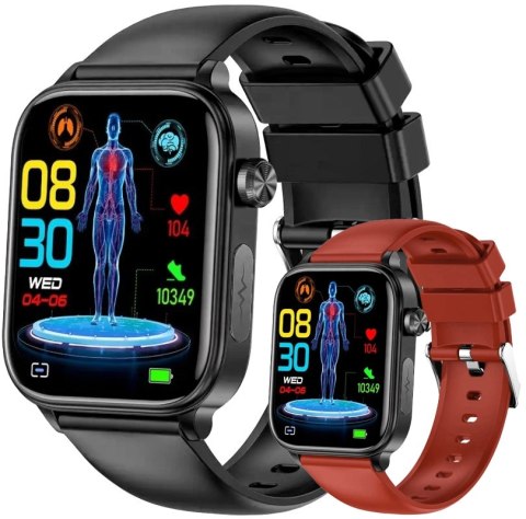 Smartwatch Męski Rubicon RNCF33 BLACK + Pasek Bordowy Smartwatch Męski Rubicon RNCF33 BLACK + Pasek Bordowy