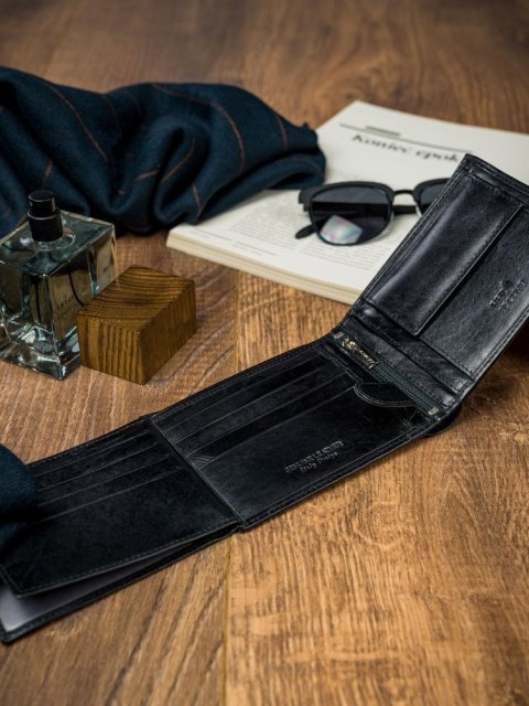 Piękny duży portfel męski ze skóry licowej - Rovicky Piękny duży portfel męski ze skóry licowej - Rovicky