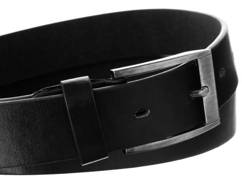 Klasyczny pasek ze srebrną klamrą, model unisex, skóra ekologiczna - Cavaldi Klasyczny pasek ze srebrną klamrą, model unisex, skóra ekologiczna - Cavaldi