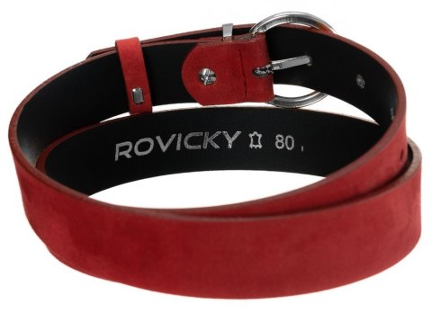 Matowy, skórzany pasek damski ze srebrną, okrągłą klamrą - Rovicky Matowy, skórzany pasek damski ze srebrną, okrągłą klamrą - Rovicky