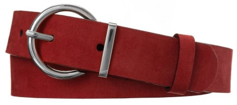 Matowy, skórzany pasek damski ze srebrną, okrągłą klamrą - Rovicky Matowy, skórzany pasek damski ze srebrną, okrągłą klamrą - Rovicky