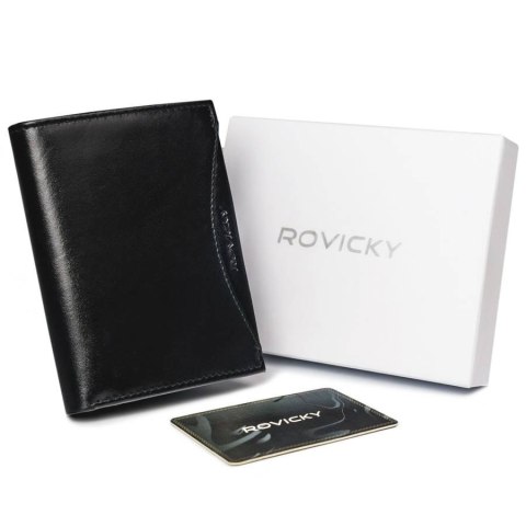 Duży, oryginalny portfel męski z naturalnej skóry licowej, RFID - Rovicky Duży, oryginalny portfel męski z naturalnej skóry licowej, RFID - Rovicky