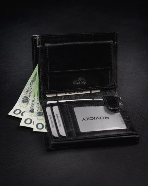 Duży, oryginalny portfel męski z naturalnej skóry licowej, RFID - Rovicky Duży, oryginalny portfel męski z naturalnej skóry licowej, RFID - Rovicky