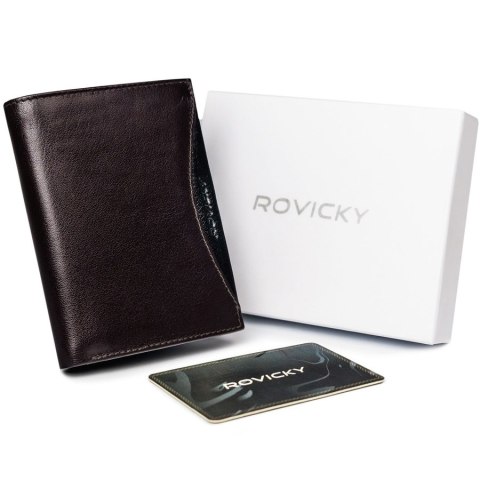 Duży, oryginalny portfel męski z naturalnej skóry licowej, RFID - Rovicky Duży, oryginalny portfel męski z naturalnej skóry licowej, RFID - Rovicky