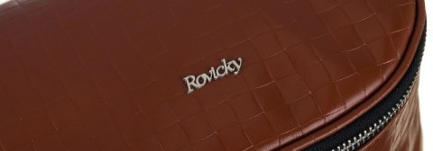 Półokrągła torebka damska ze skóry naturalnej o fakturze plecionki - Rovicky Półokrągła torebka damska ze skóry naturalnej o fakturze plecionki - Rovicky