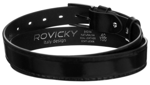 Stylowy pasek męski z lakierowanej skóry naturalnej licowej - Rovicky Stylowy pasek męski z lakierowanej skóry naturalnej licowej - Rovicky