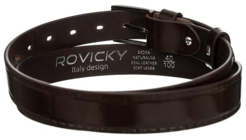 Stylowy pasek męski z lakierowanej skóry naturalnej licowej - Rovicky Stylowy pasek męski z lakierowanej skóry naturalnej licowej - Rovicky