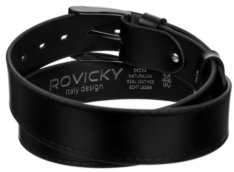 Szeroki, stebnowany pasek męski ze skóry naturalnej licowej - Rovicky Szeroki, stebnowany pasek męski ze skóry naturalnej licowej - Rovicky