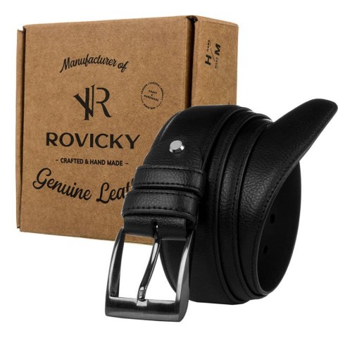 Skórzany pasek męski z tradycyjną srebrną klamrą - Rovicky Skórzany pasek męski z tradycyjną srebrną klamrą - Rovicky