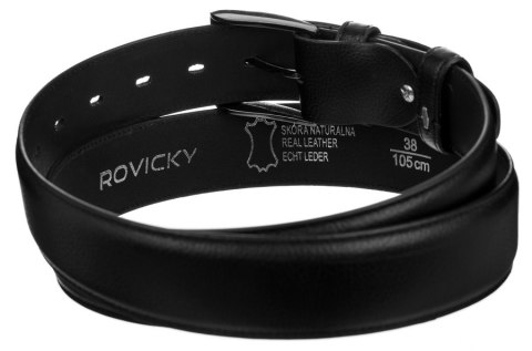 Skórzany pasek męski z tradycyjną srebrną klamrą - Rovicky Skórzany pasek męski z tradycyjną srebrną klamrą - Rovicky