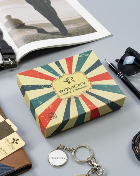 Skórzany portfel męski w stylu retro - Rovicky Skórzany portfel męski w stylu retro - Rovicky