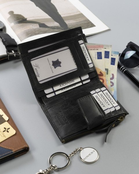 Skórzany portfel męski w stylu retro - Rovicky Skórzany portfel męski w stylu retro - Rovicky