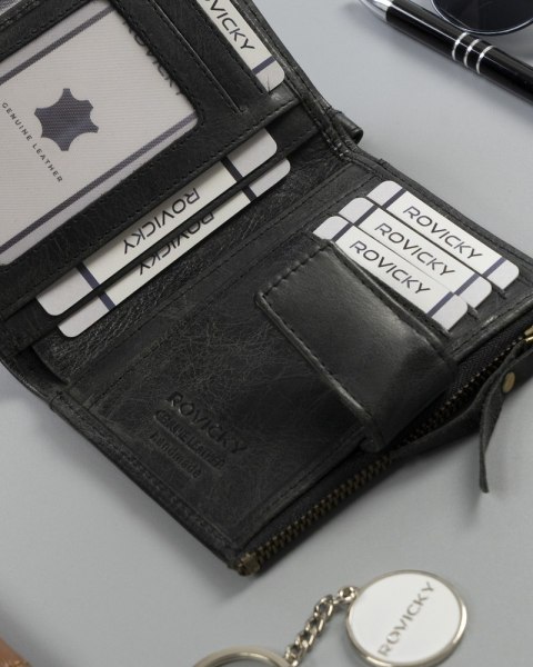 Skórzany portfel męski w stylu retro - Rovicky Skórzany portfel męski w stylu retro - Rovicky