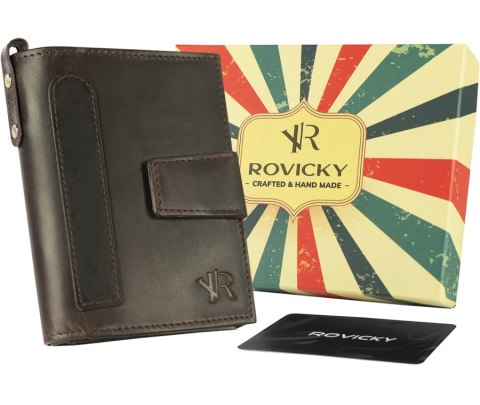 Skórzany portfel męski w stylu retro - Rovicky Skórzany portfel męski w stylu retro - Rovicky