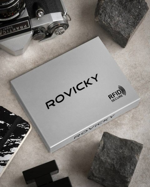 Skórzany portfel męski zapinany na zatrzask - Rovicky Skórzany portfel męski zapinany na zatrzask - Rovicky
