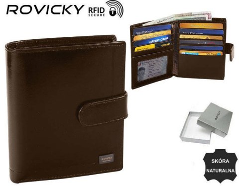 Elegancki portfel męski ze skóry naturalnej - Rovicky Elegancki portfel męski ze skóry naturalnej - Rovicky