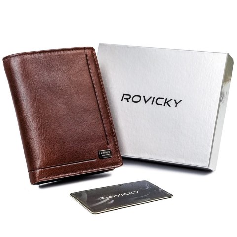 Skórzany portfel męski z ochroną RFID - Rovicky Skórzany portfel męski z ochroną RFID - Rovicky