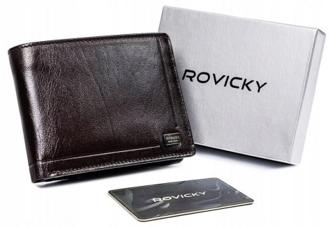 Skórzany portfel męski z systemem RFID - Rovicky Skórzany portfel męski z systemem RFID - Rovicky