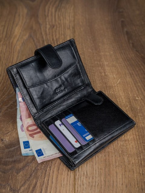 Skórzany portfel na karty z eleganckimi przeszyciami - Rovicky Skórzany portfel na karty z eleganckimi przeszyciami - Rovicky