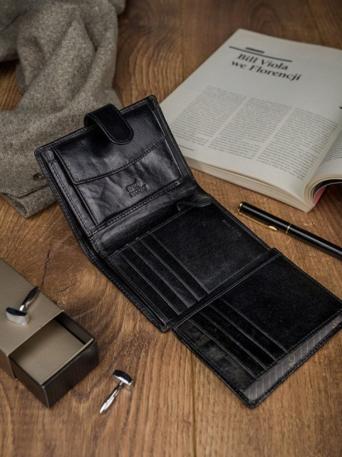 Skórzany portfel na karty z eleganckimi przeszyciami - Rovicky Skórzany portfel na karty z eleganckimi przeszyciami - Rovicky