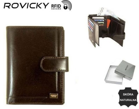 Skórzany portfel na karty z eleganckimi przeszyciami - Rovicky Skórzany portfel na karty z eleganckimi przeszyciami - Rovicky