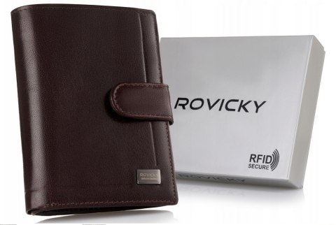 Skórzany portfel na karty z eleganckimi przeszyciami - Rovicky Skórzany portfel na karty z eleganckimi przeszyciami - Rovicky