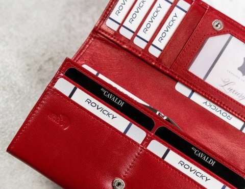 Pojemny, poziomy portfel damski ze skóry naturalnej z systemem RFID - Cavaldi Pojemny, poziomy portfel damski ze skóry naturalnej z systemem RFID - Cavaldi