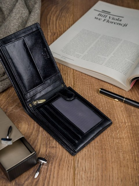 Skórzany portfel męski z systemem RFID - Rovicky Skórzany portfel męski z systemem RFID - Rovicky