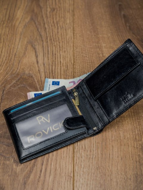 Skórzany portfel męski z systemem RFID - Rovicky Skórzany portfel męski z systemem RFID - Rovicky