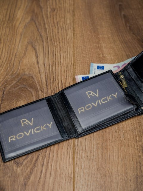 Skórzany portfel męski z systemem RFID - Rovicky Skórzany portfel męski z systemem RFID - Rovicky