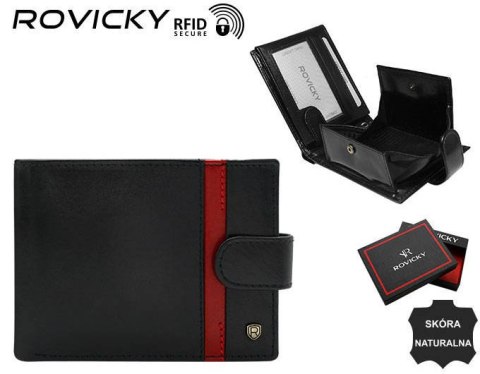 Duży, skórzany portfel męski na zatrzask — Rovicky Duży, skórzany portfel męski na zatrzask — Rovicky