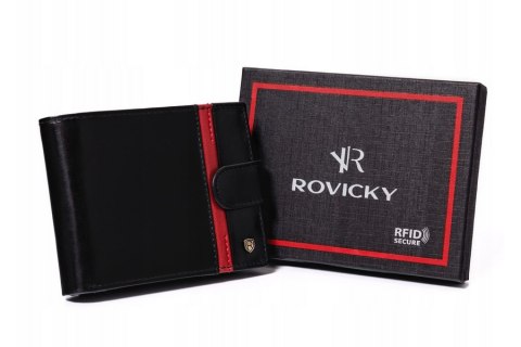 Duży, skórzany portfel męski na zatrzask — Rovicky Duży, skórzany portfel męski na zatrzask — Rovicky