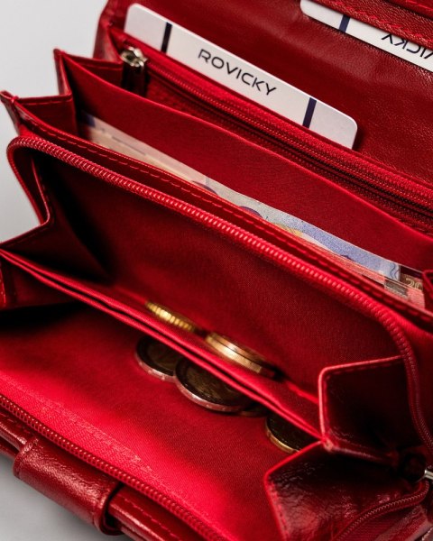 Elegancki portfel z pikowanej skóry naturalnej - Rovicky Elegancki portfel z pikowanej skóry naturalnej - Rovicky