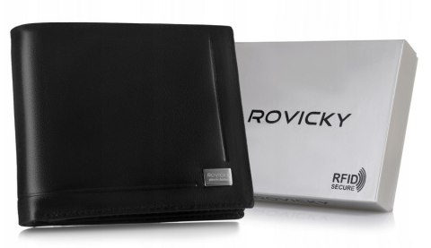 Klasyczny, elegancki portfel męski ze skóry naturalnej - Rovicky Klasyczny, elegancki portfel męski ze skóry naturalnej - Rovicky
