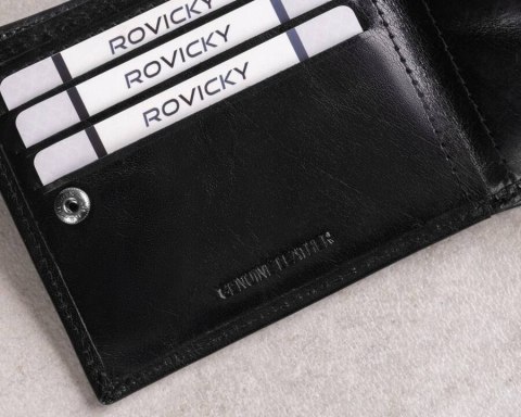 Klasyczny, elegancki portfel męski ze skóry naturalnej - Rovicky Klasyczny, elegancki portfel męski ze skóry naturalnej - Rovicky