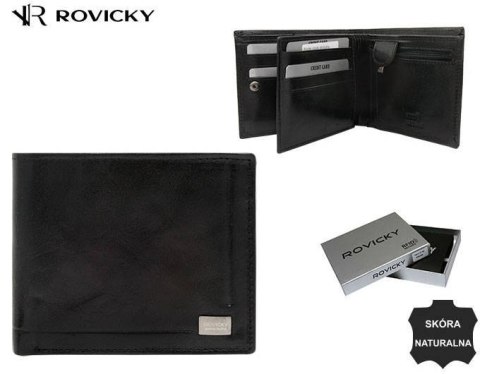 Klasyczny, elegancki portfel męski ze skóry naturalnej - Rovicky Klasyczny, elegancki portfel męski ze skóry naturalnej - Rovicky