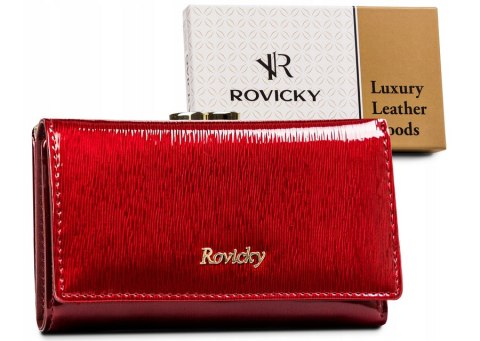 Portfel damski z lakierowanej skóry naturalnej - Rovicky Portfel damski z lakierowanej skóry naturalnej - Rovicky