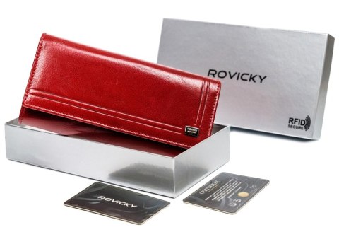 Skórzany portfel damski na karty z ochroną RFID Protect - Rovicky Skórzany portfel damski na karty z ochroną RFID Protect - Rovicky