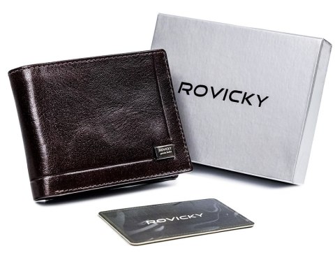 Skórzany portfel męski z ochroną kart RFID Protect - Rovicky Skórzany portfel męski z ochroną kart RFID Protect - Rovicky
