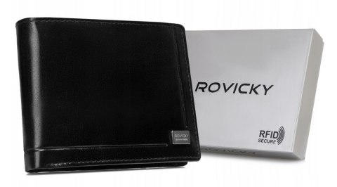 Duży, skórzany portfel męski z systemem RFID - Rovicky Duży, skórzany portfel męski z systemem RFID - Rovicky