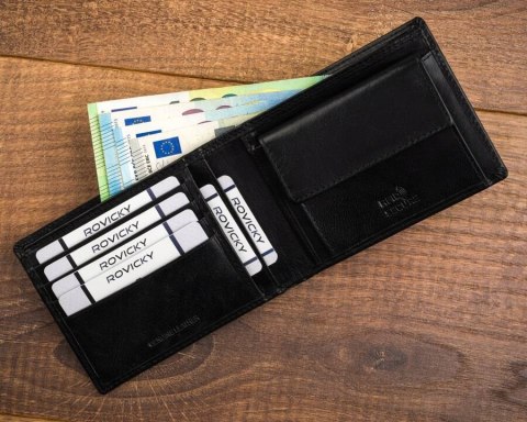 Duży, skórzany portfel męski z systemem RFID - Rovicky Duży, skórzany portfel męski z systemem RFID - Rovicky