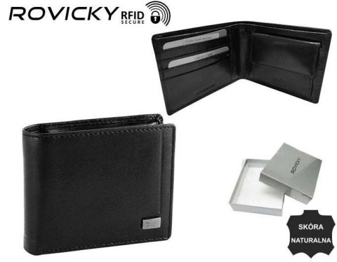 Duży, skórzany portfel męski z systemem RFID - Rovicky Duży, skórzany portfel męski z systemem RFID - Rovicky