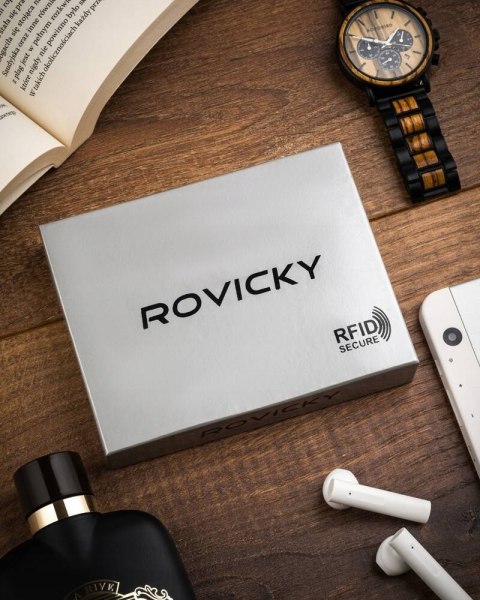 Duży, skórzany portfel męski z systemem RFID - Rovicky Duży, skórzany portfel męski z systemem RFID - Rovicky