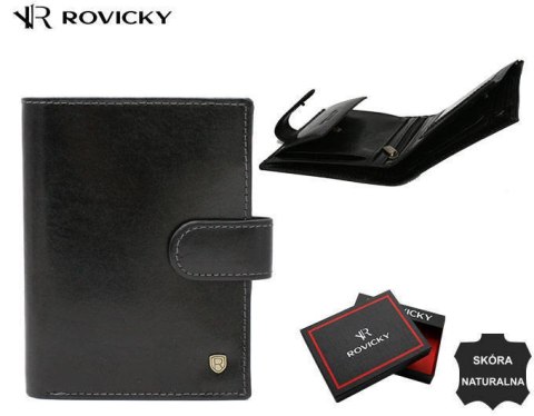 Duży, skórzany portfel męski na zatrzask - Rovicky Duży, skórzany portfel męski na zatrzask - Rovicky