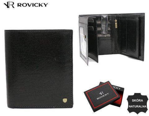 Duży, skórzany portfel męski z systemem RFID - Rovicky Duży, skórzany portfel męski z systemem RFID - Rovicky