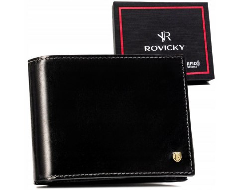 Elegancki, skórzany portfel męski bez zapięcia zewnętrznego - Rovicky Elegancki, skórzany portfel męski bez zapięcia zewnętrznego - Rovicky