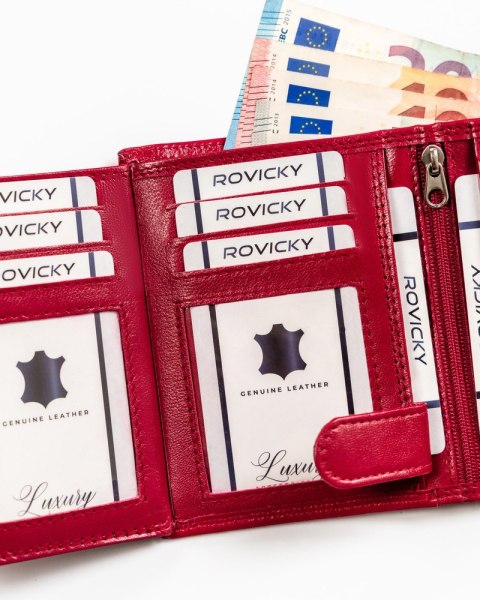 Mały, skórzany portfel damski na zatrzask - Rovicky Mały, skórzany portfel damski na zatrzask - Rovicky