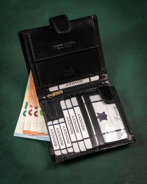 Skórzany, duży portfel męski z systemem RFID - Rovicky Skórzany, duży portfel męski z systemem RFID - Rovicky