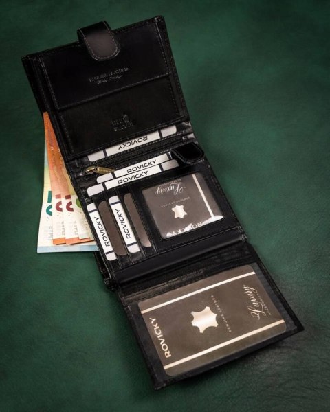 Skórzany, duży portfel męski z systemem RFID - Rovicky Skórzany, duży portfel męski z systemem RFID - Rovicky