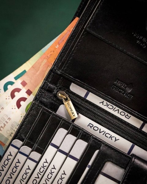 Skórzany, duży portfel męski z systemem RFID - Rovicky Skórzany, duży portfel męski z systemem RFID - Rovicky